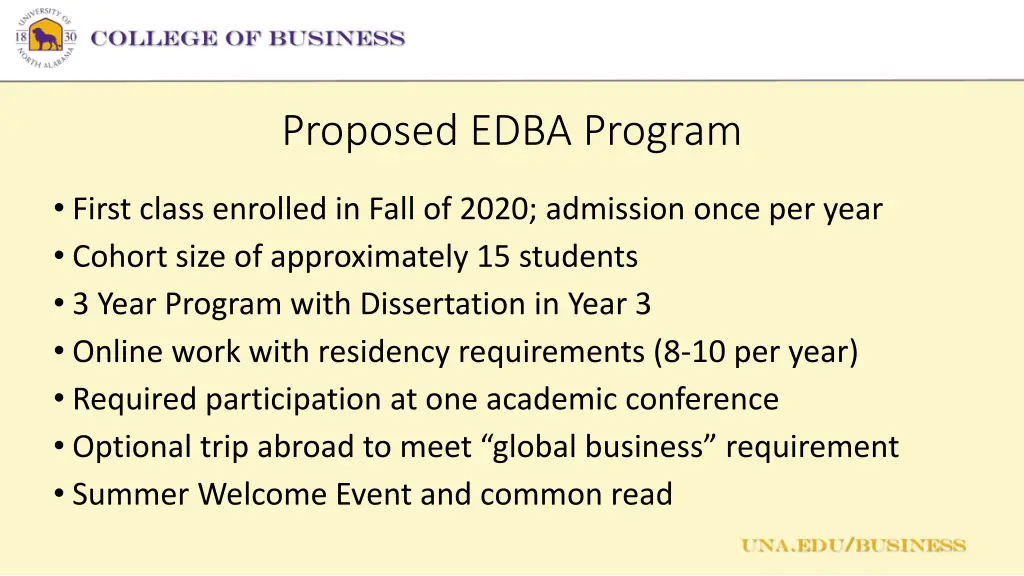 proposed edba program