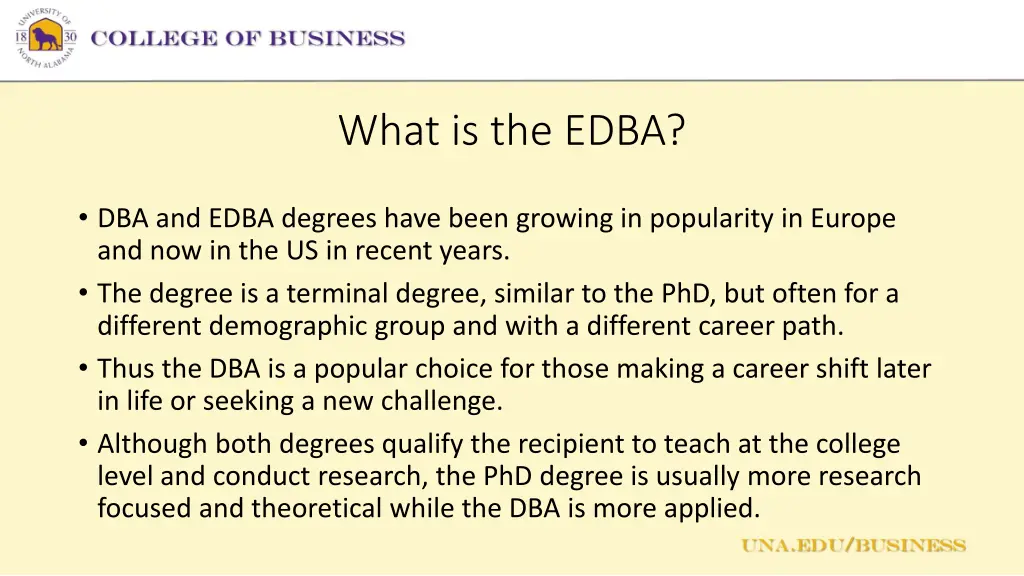 what is the edba