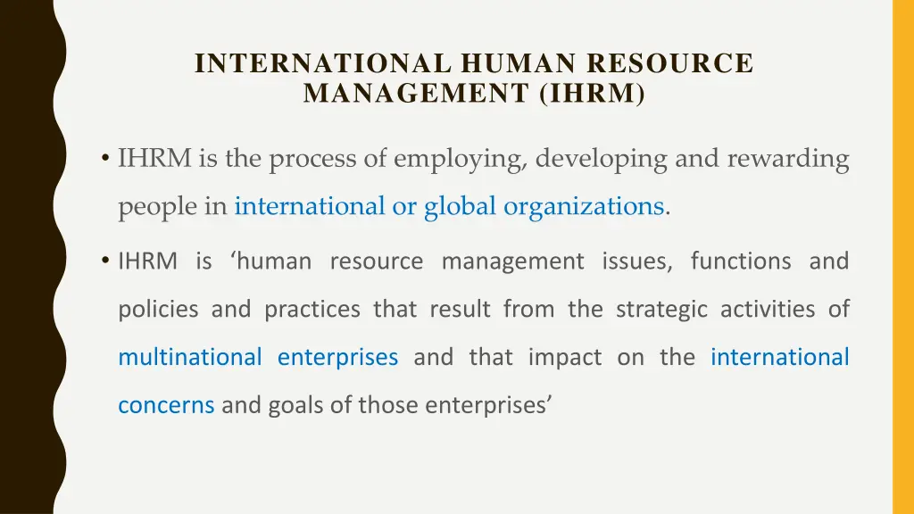 international human resource management ihrm