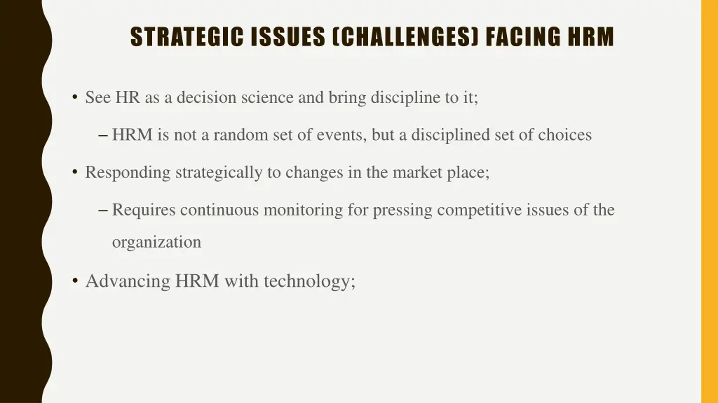 strategic issues challenges facing hrm 1