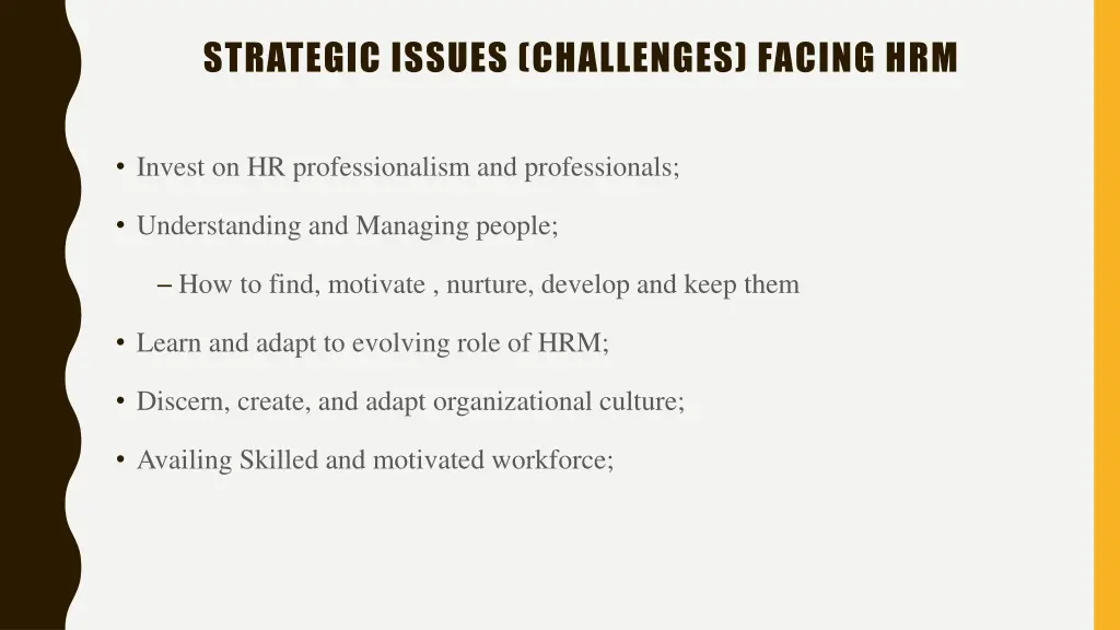 strategic issues challenges facing hrm