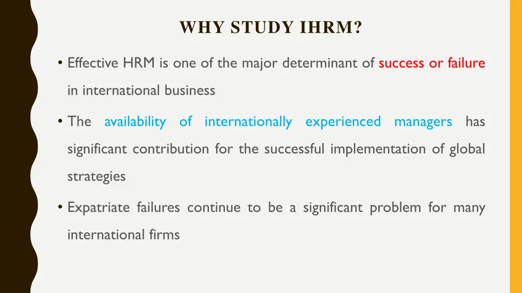 why study ihrm