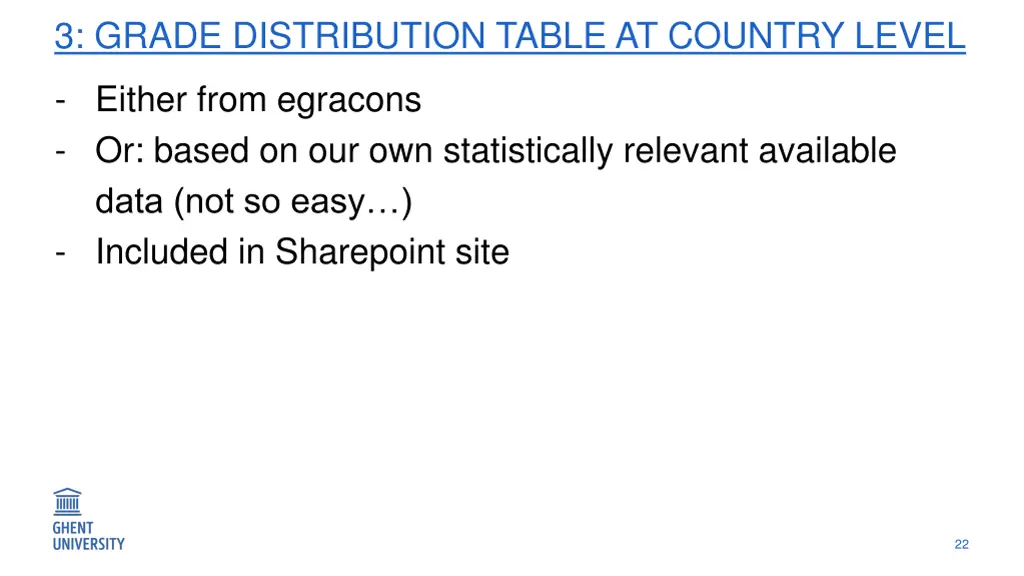 3 grade distribution table at country level