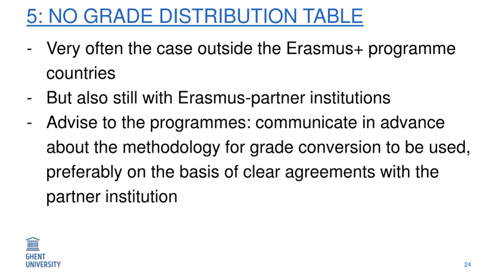 5 no grade distribution table