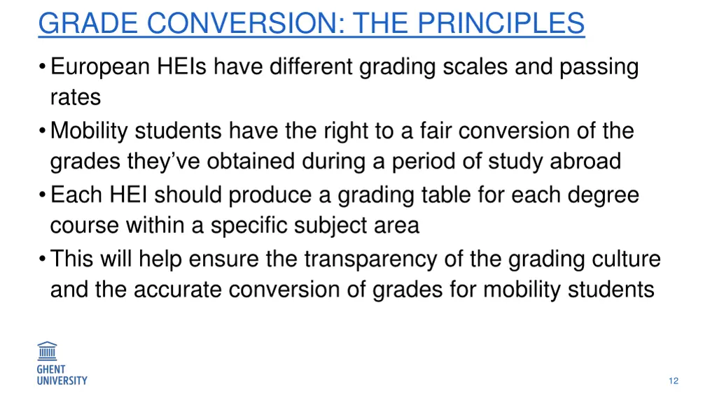 grade conversion the principles