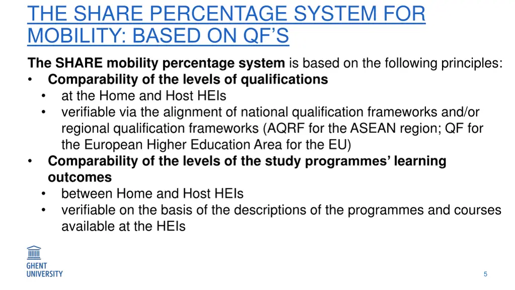 the share percentage system for mobility based