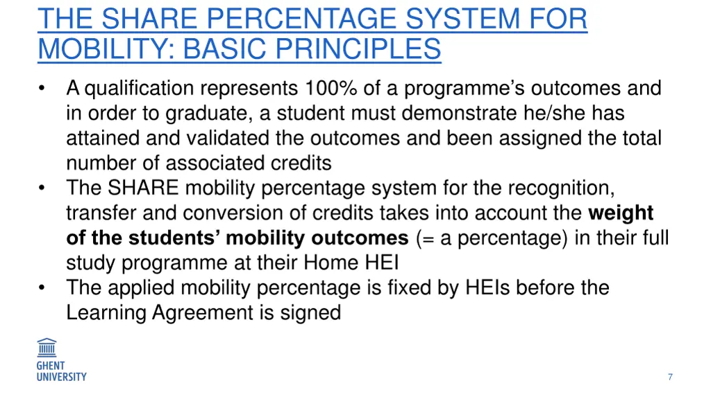 the share percentage system for mobility basic