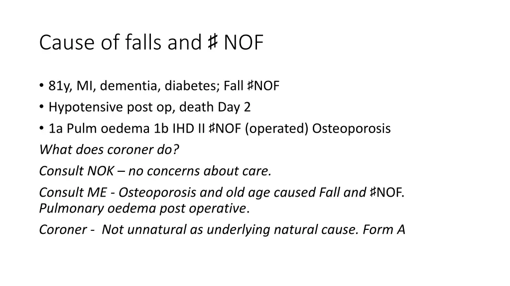 cause of falls and nof