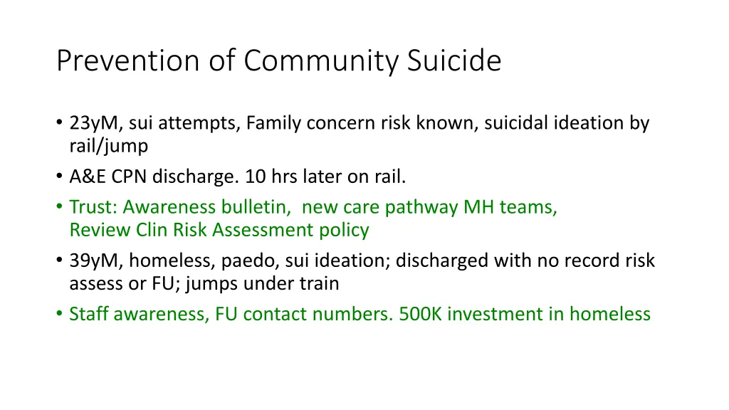 prevention of community suicide