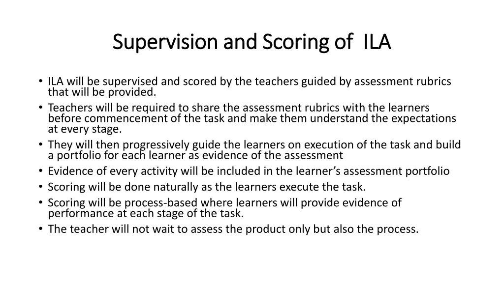 supervision and scoring of ila supervision