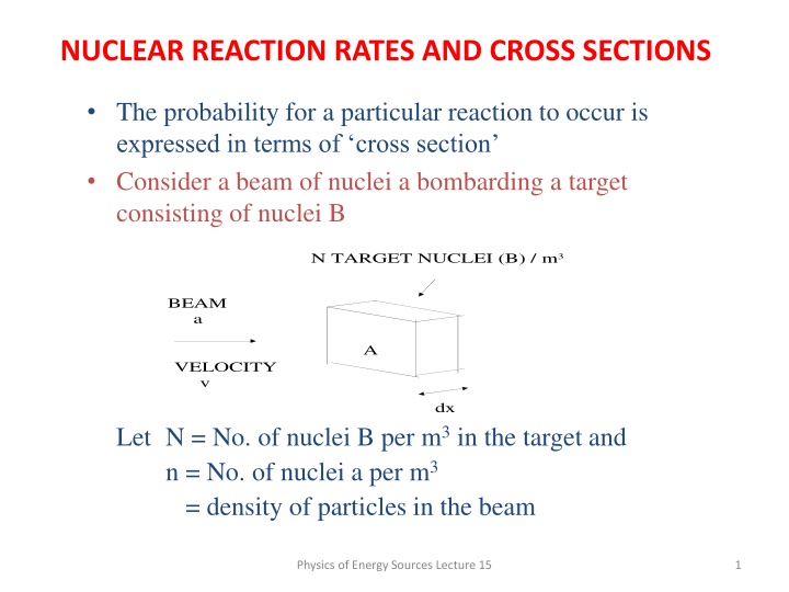 nuclear reaction rates and cross sections