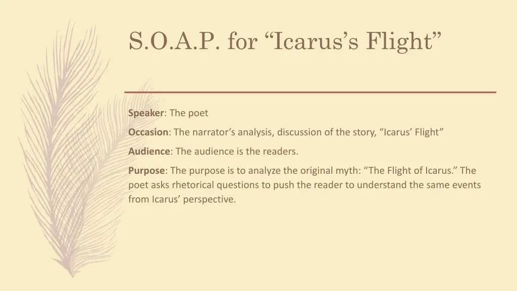 s o a p for icarus s flight