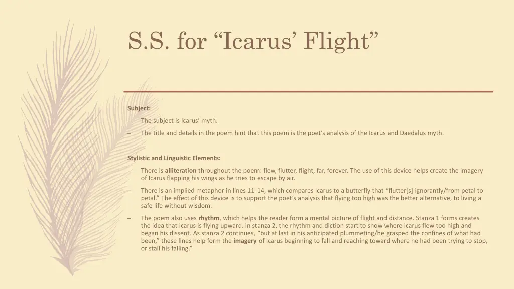 s s for icarus flight