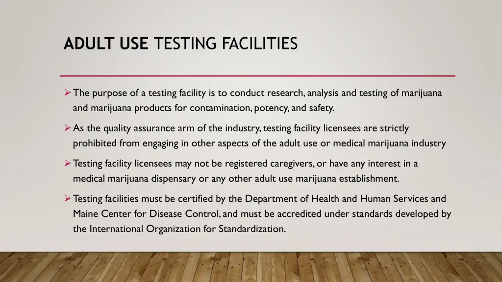 adult use testing facilities