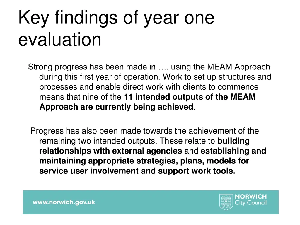 key findings of year one evaluation