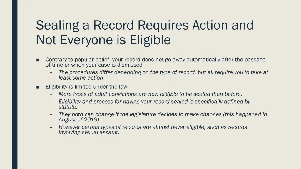 sealing a record requires action and not everyone