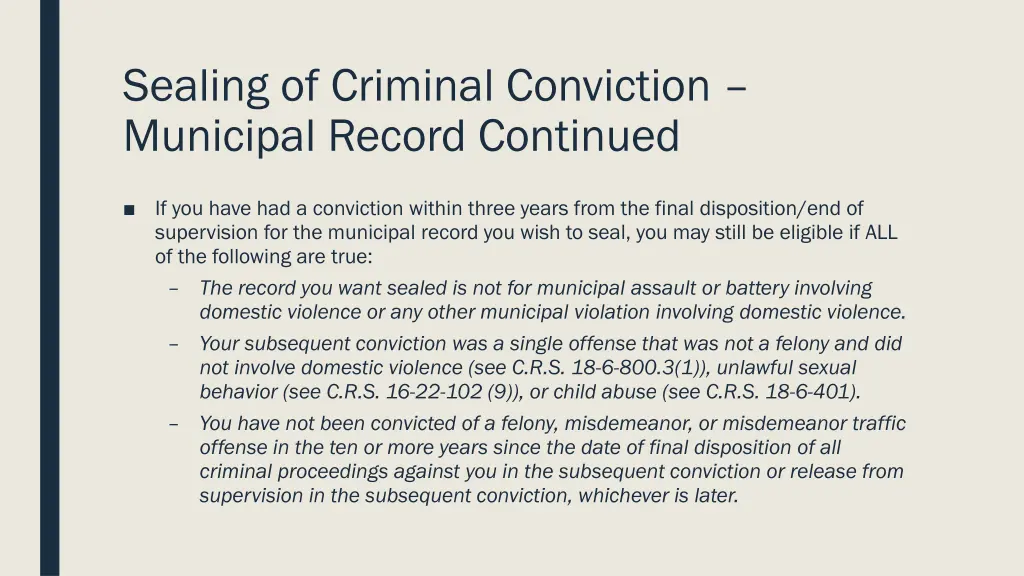 sealing of criminal conviction municipal record 2