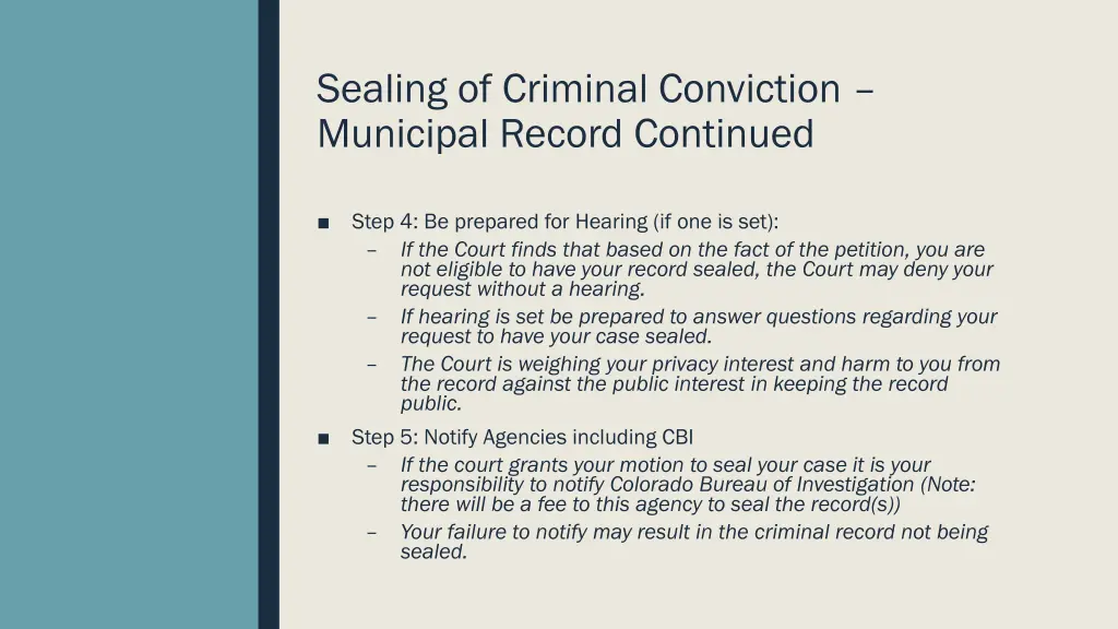 sealing of criminal conviction municipal record 5