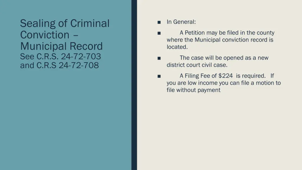 sealing of criminal conviction municipal record