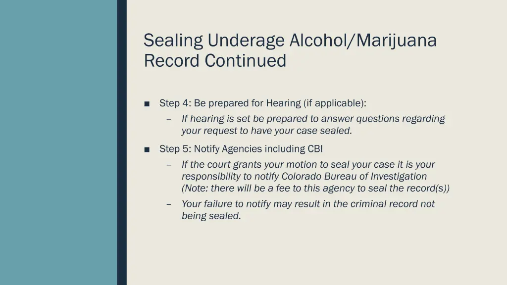 sealing underage alcohol marijuana record 5