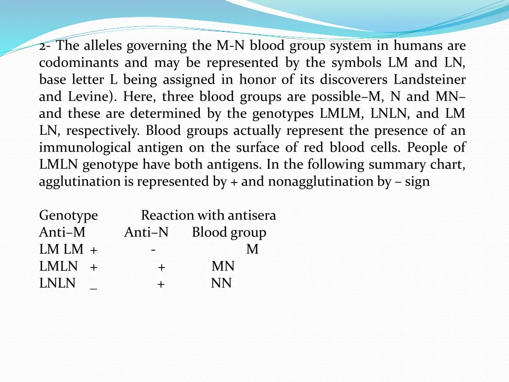 2 the alleles governing the m n blood group