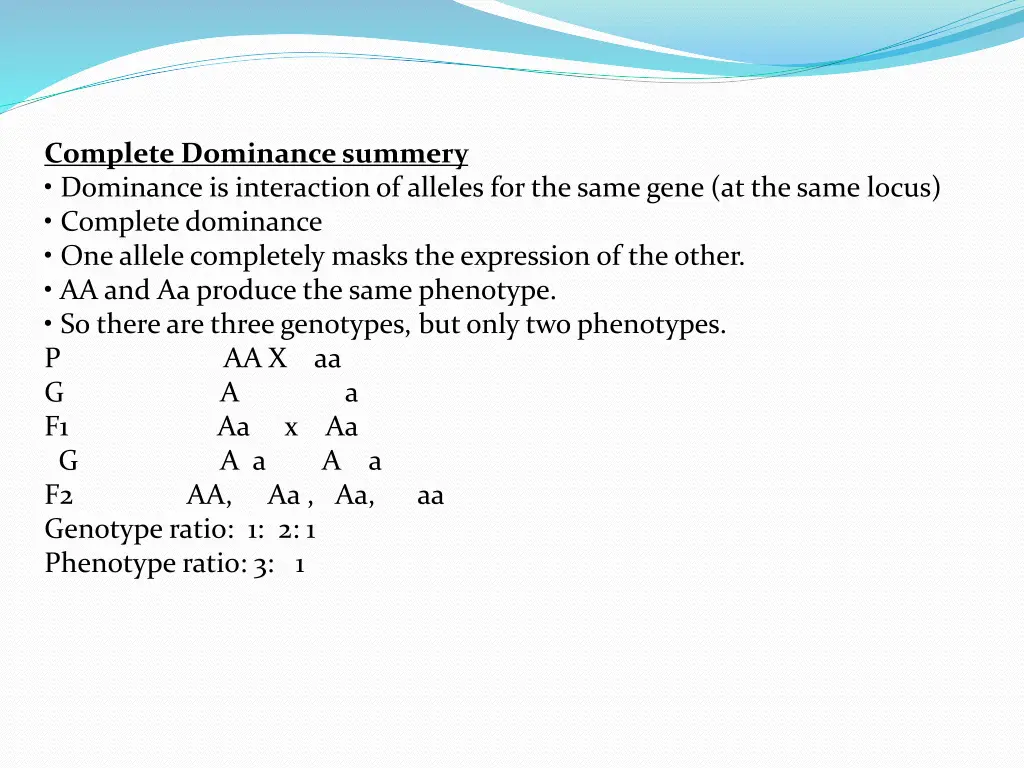 complete dominance summery dominance