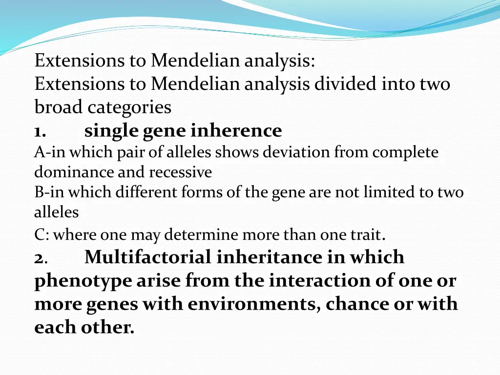 extensions to mendelian analysis extensions