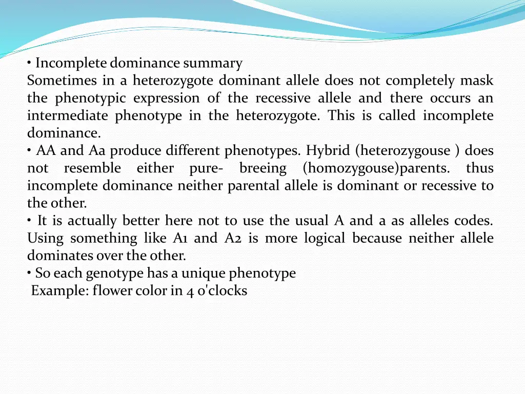 incomplete dominance summary sometimes