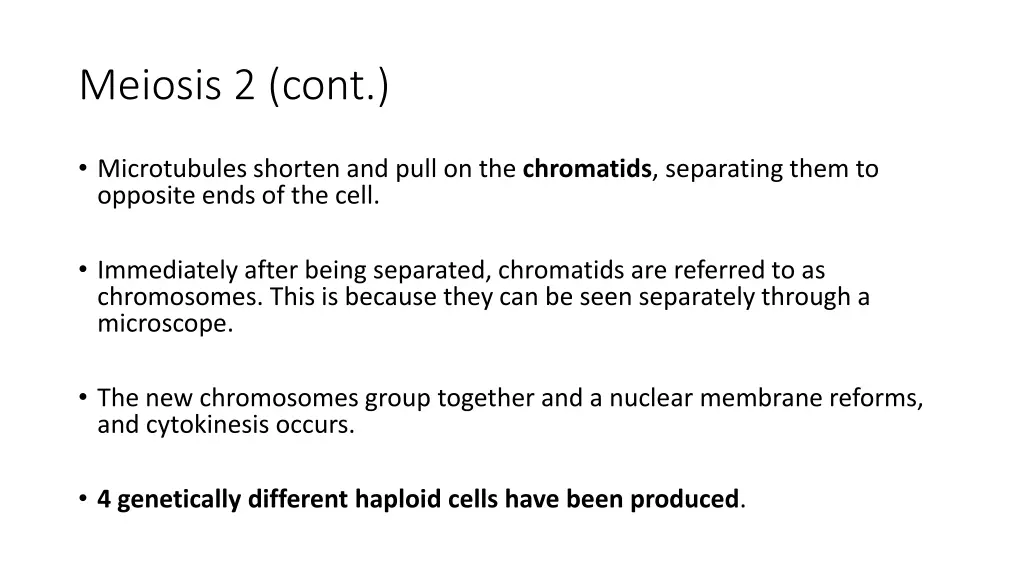 meiosis 2 cont