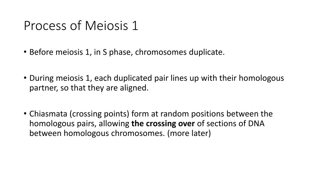 process of meiosis 1