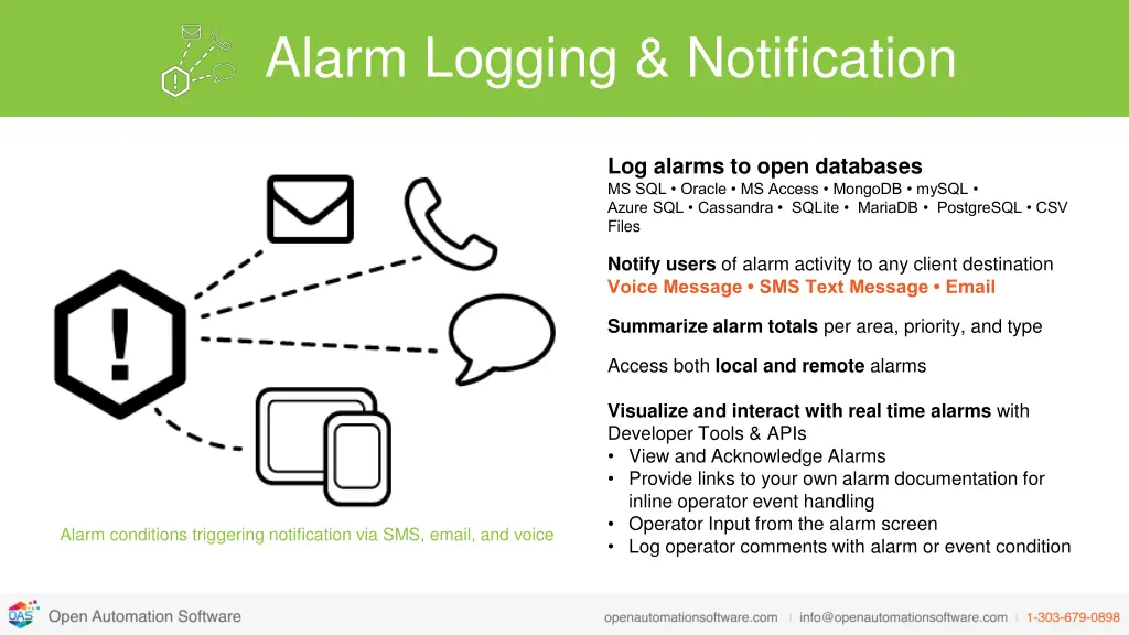 alarm logging notification