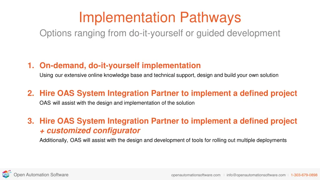 implementation pathways options ranging from