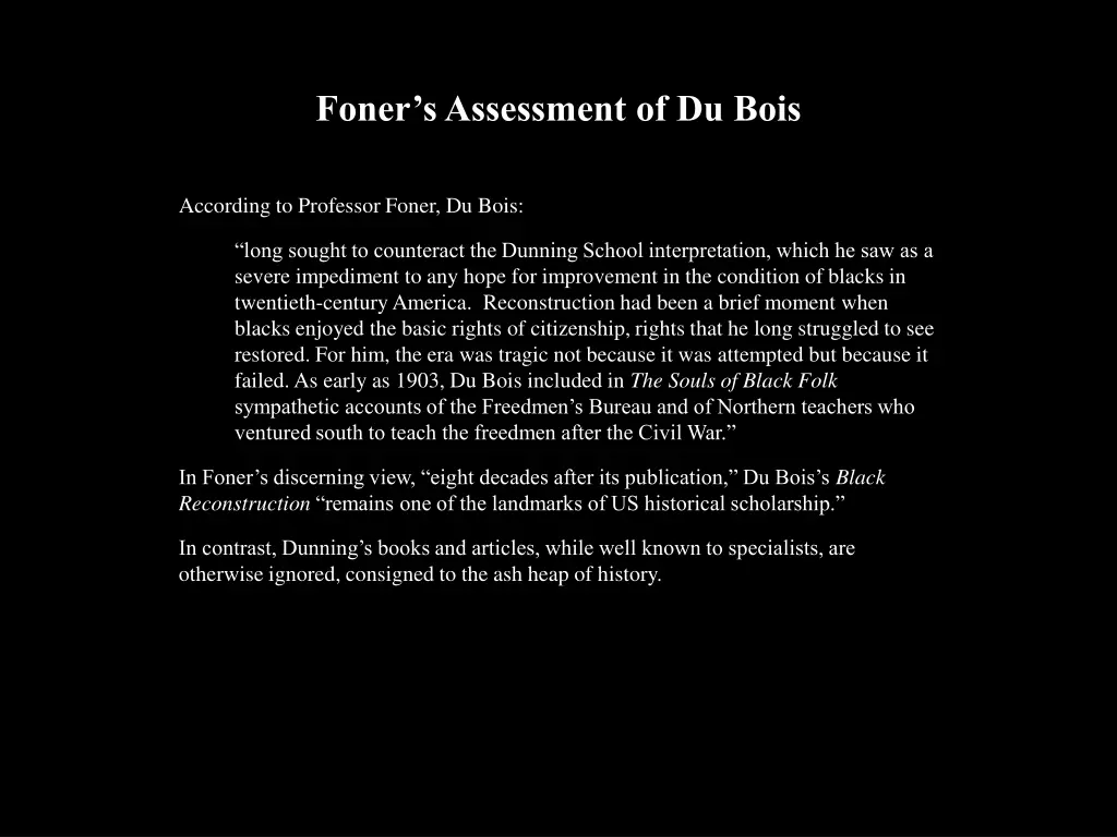 foner s assessment of du bois