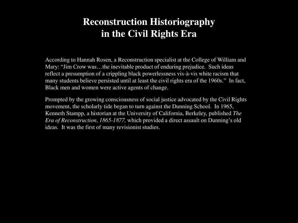 reconstruction historiography in the civil rights