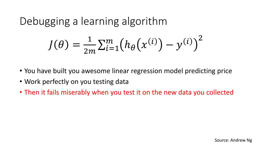 debugging a learning algorithm 1