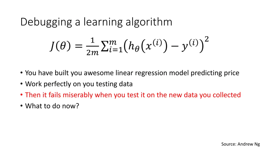 debugging a learning algorithm 2