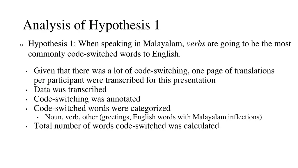 analysis of hypothesis 1