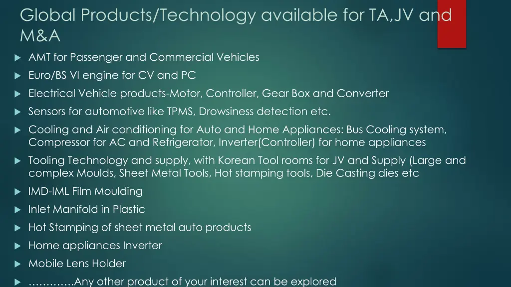 global products technology available 1