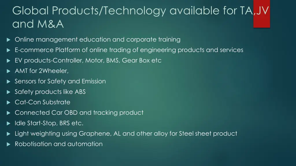 global products technology available