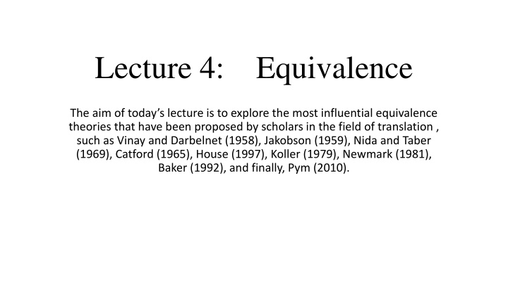 lecture 4 equivalence