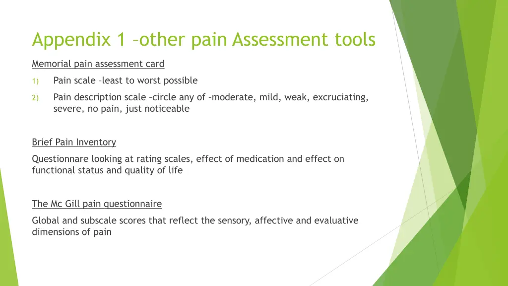 appendix 1 other pain assessment tools