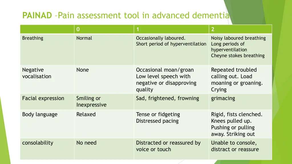 painad pain assessment tool in advanced dementia