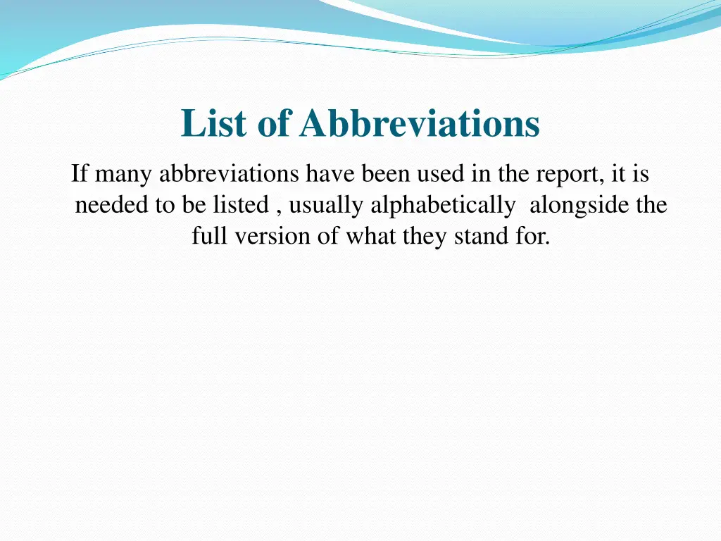 list of abbreviations if many abbreviations have