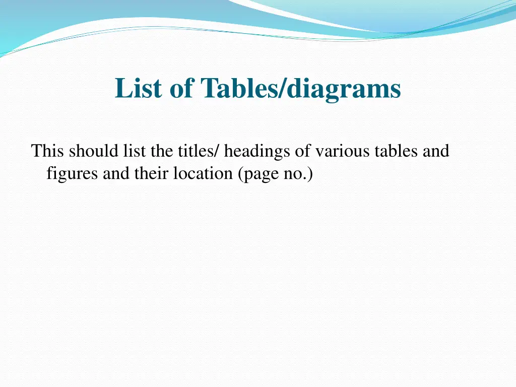 list of tables diagrams