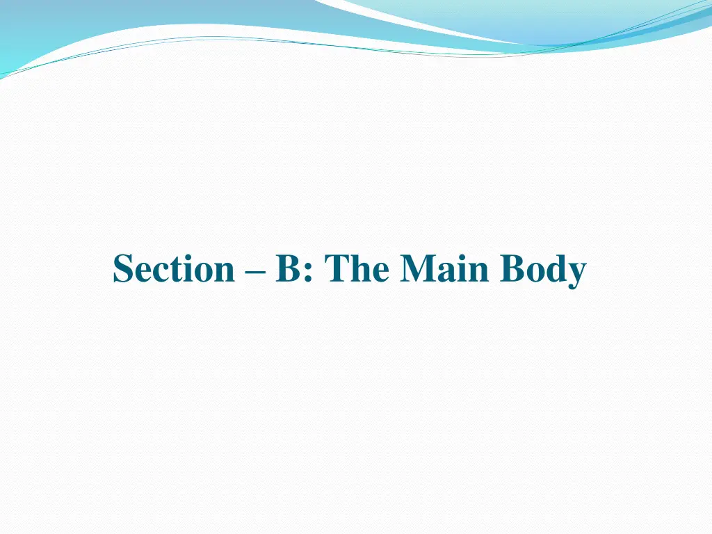 section b the main body