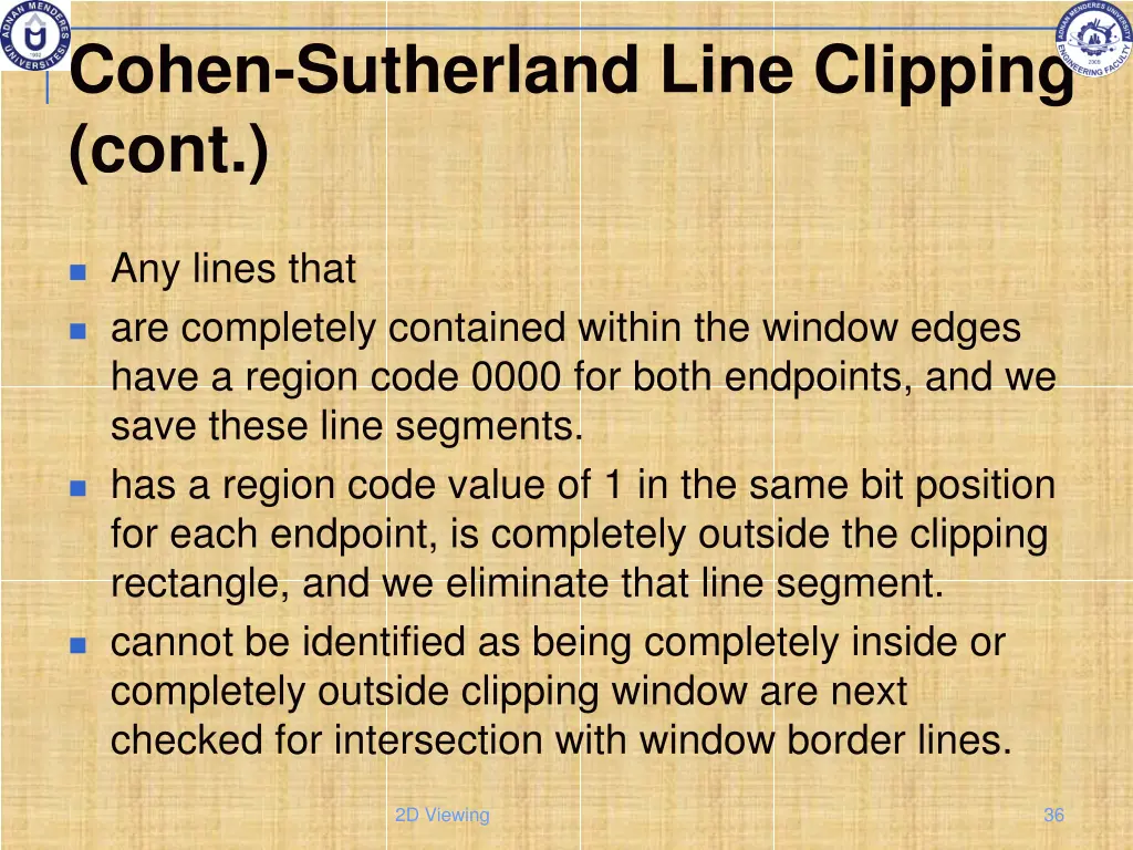 cohen sutherland line clipping cont