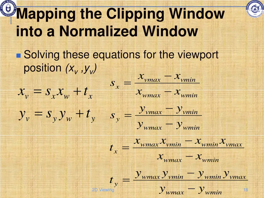 mapping the clipping window into a normalized 1