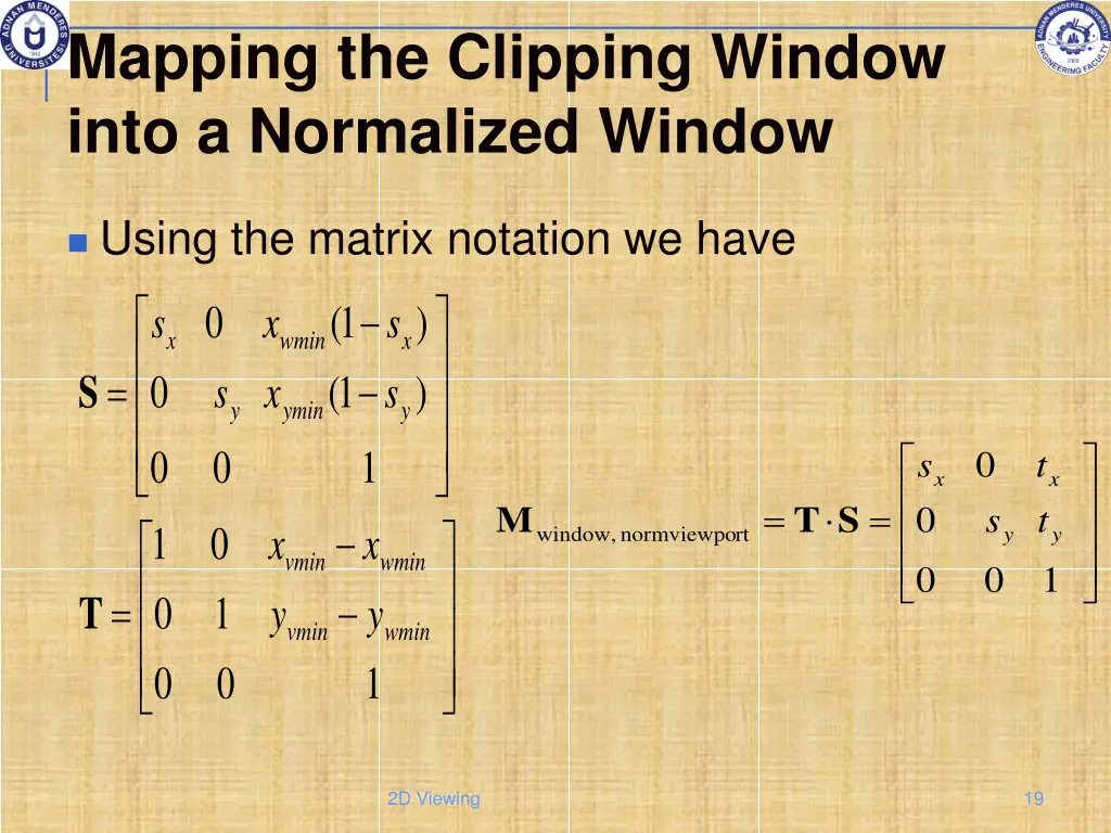 mapping the clipping window into a normalized 2