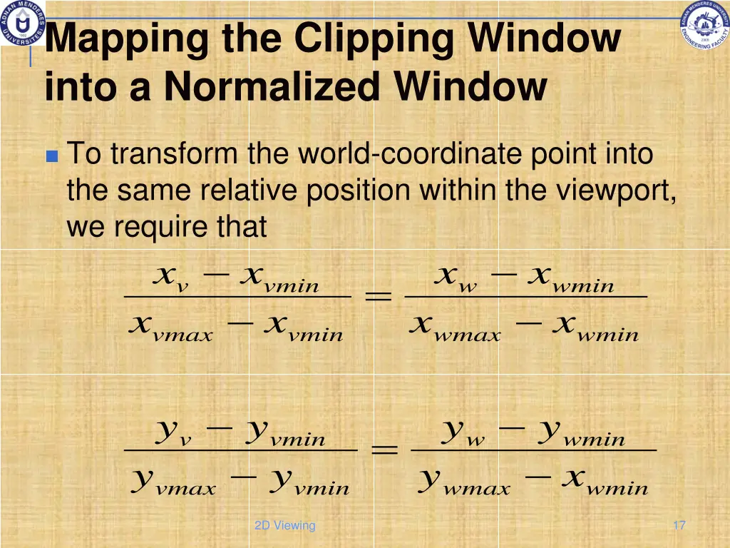 mapping the clipping window into a normalized