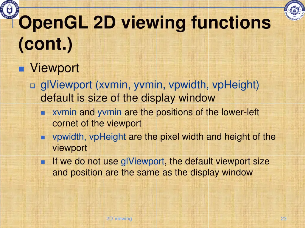 opengl 2d viewing functions cont